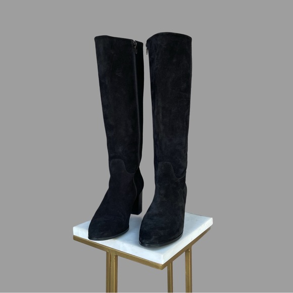 SEZANE Black Suede Leather Adele Boots Classic Heeled Knee High Boots FR 39 US 8 - Picture 7 of 17